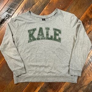 Stranded ‘Kale’ Gray Cropped Long Sleeve Popover Crewneck Size Large